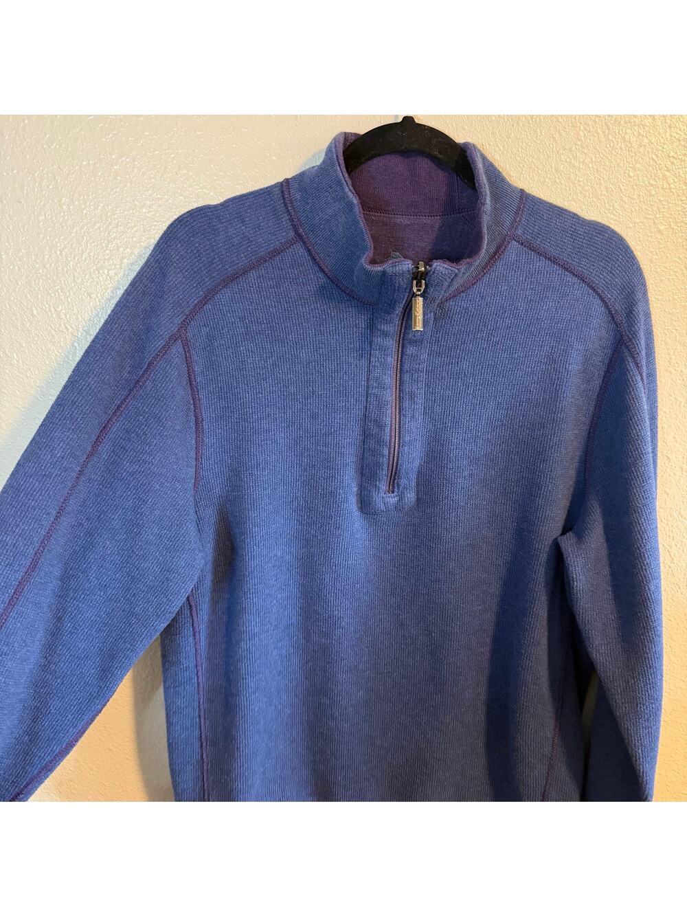 Tommy Bahama Blue and Purple Knit Reversible Pullover Sweater Size Large